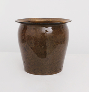 Pot de fleurs rond en métal aspect céramique bleu, effet plastique moderne émaillé, pour usage intérieur et extérieur - Product Image 4