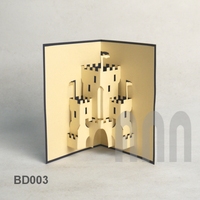 Tarjeta de Felicitación 3D Pop-up Personalizada Hecha a Mano ANN, Papel Kraft de Alta Calidad, Estilo Japandi, Tema de Edificios Antiguos Europeos, Grabado en Relieve