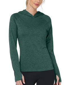 Haut à capuche à manches longues pour femme, couleur unie, UPF 50+, anti-UV, vêtements de performance, chemise active pour l'extérieur - Product Image 1
