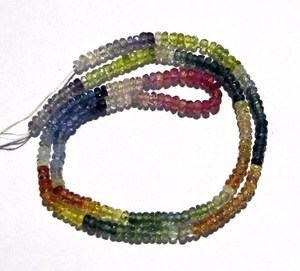 Collier de perles facettées en saphir multicolores naturels, perles en pierre précieuse bleue véritable, perles en vrac pour bijoux fins, vente en gros - Product Image 1