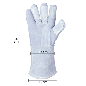 Gants de soudage longs en cuir de vachette pleine fleur, protection du travail et isolation thermique, gants de sécurité pour soudeurs - Product Image 2