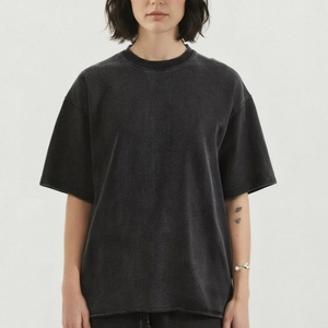 T-shirt vintage surdimensionné délavé à l'acide pour homme, manches courtes, col rond, imprimé, logo au dos, coupe classique, en jersey de coton - Product Image 3