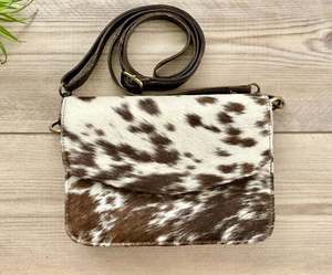 Bolso de piel de vaca, bandolera, cartera de mano, color marrón, piel de becerro con pelo, cuero con pelo - Product Image 4