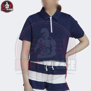Nouveauté 2026 – Polo décontracté pour femme, couleur bleu foncé avec fermeture éclair contrastante, taille ajustable, qualité supérieure - Product Image 2
