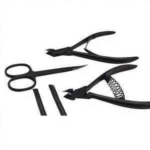 Ciseaux à cuticules en acier inoxydable plasma avec logo personnalisé, lame droite, pointe acérée, pour nail art, enfants, service OEM, finition noire - Product Image 1