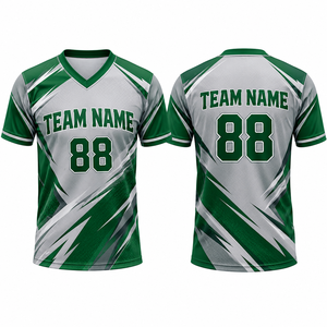 เสื้อเบสบอลคอวี แขนสั้น พิมพ์ลายแบบซับลิเมชั่น ระบายเหงื่อได้ดี ผลิตจากโพลีเอสเตอร์ 100% สำหรับผู้ใหญ่ ใส่ได้ทั้งชายและหญิง ออกแบบชื่อทีมได้ - Product Image 1