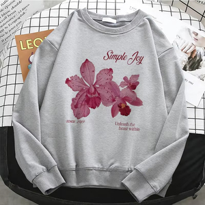 Women <b>Hoodies</b> Retro Floral <b>Gothic</b> Women Solid <b>Hoodies</b> Basic Warm Fleece Sweatshirt Soft Y2k O Neck Pullover Latest Design - Product Image 3