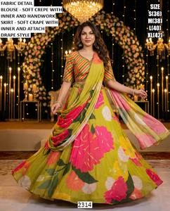 Ensemble festif traditionnel Zarqaa Royal à séchage rapide toutes saisons pour femmes - Kurta/Kurti longue pour mariage et soirée - Product Image 2