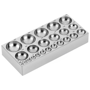 Goldsmith Half square Dapping Doming Block Plate 24 Round Shape Cavity Metal Forming Jewelry Stamping Dies Making <b>Tools</b> Kit - Product Image 2