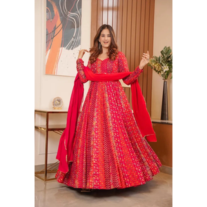 DKB -8 Ropa India pakistaní lista para usar Maslin Full Flair 18 Kali Patta Duppta Set Premium 18 Kali Indian - Product Image 4