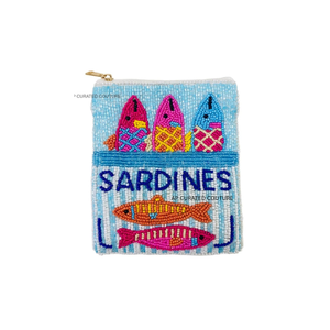 Vente en gros de porte-monnaie mini à fermeture éclair en perles de rocaille faites à la main, motif sardines, écologique, souple et durable, accessoire de mode pour femme - Product Image 1