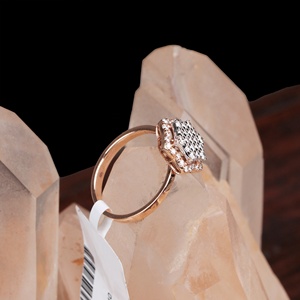 Anillo de Oro Rosa Sólido de 14K con Diamantes Naturales de Corte Brillante en Racimo Hexagonal, Joyería Fina, Memoria Jewels - Product Image 4
