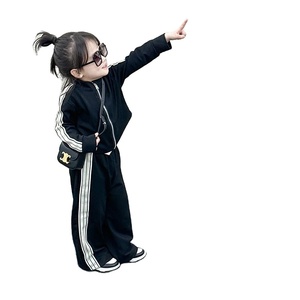 ชุดเสื้อผ้าเด็กผู้หญิงสำหรับฤดูใบไม้ร่วงฤดูหนาวเครื่องแบบกีฬาเบสบอลเสื้อแจ็กเก็ตคาร์ดิแกนแถบด้านข้างชุดเสื้อและกางเกง - Product Image 6