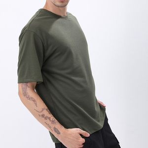 Summer Hot Selling <b>Trendy</b> Round Neck Polyester/cotton custom logo Quick Drying Breathable knitted Short Sleeve Men <b>T</b> <b>Shirt</b> - Product Image 3