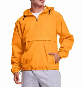 Veste coupe-vent à capuche orange pour homme, légère, en polyester, avec fermeture éclair quart de tour, décontractée, pour l'automne, avec poches, pour homme et femme, DDP - Product Image 1