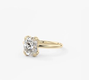 Bague de fiançailles en moissanite taille coussin, en argent sterling 925 plaqué or jaune, pour femme, bijoux de mariée, idéale pour les fêtes - Product Image 2