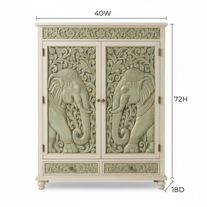 Exportador Indio de Gabinetes de Almacenamiento de Madera con Motivo de Elefante Hechos a Mano para el Hogar o la Oficina, Disponibles a un Precio Accesible - Product Image 1
