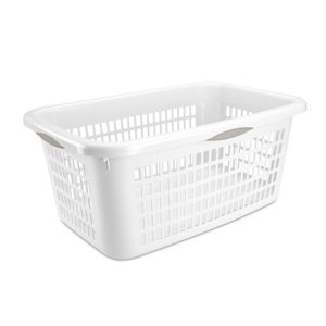Portable White 2bu Laundry <b>Basket</b> with Built-In Handles 70.4L Capacity <b>Plastic</b> Clothes Organizer - Product Image 1