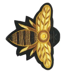 Broche de luxe indienne brodée à la main, résistante à l'eau, effet 3D en relief, avec badge en fil, noir antique et or, pour vêtements, casquettes et sacs - Product Image 5