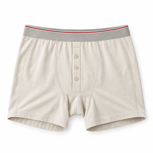 Boxers rouges pour garçons, taille mi-haute, couleur unie, respirants, séchage rapide, antibactériens, sans coutures, avec braguette boutonnée - Product Image 2