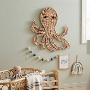 Decoración de Pared de Ratán Natural Hecha a Mano, Adorno de Pared de Animal Tejido para Dormitorio, Habitación Infantil, Decoración del Hogar - Product Image 3