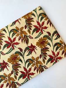 Magnifique tissu biologique imprimé à la main motif floral, haute qualité, fait main, pour vêtements et sacs, style côtelé pour garçons, vente au mètre - Product Image 3