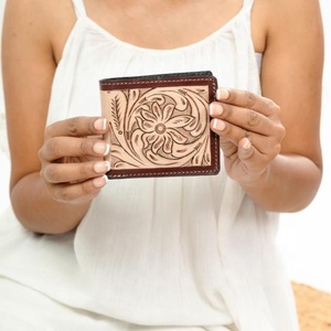 Best Seller Handmade Cowboy Genuine Leather Floral Hand Tooled Western Men's <b>Wallet</b> With Hand Carved Latest Men Luxury <b>Wallet</b> - Product Image 2