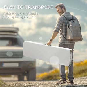 2 Pack 6 ft Portable Foldable <b>Plastic</b> <b>Bench</b> Seats with Carrying Handle Camping Furniture White Color - Product Image 5