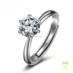 Classic Round Cut Moissanite <b>Solitaire</b> <b>Ring</b> With Sleek 925 Sterling <b>Silver</b> Band Elegant Engagement Jewelry - Product Image 1
