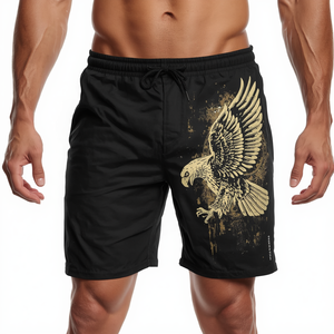 Pantalones Cortos Deportivos Casuales para Hombre, Diseño Verano 2026, Estampado Gráfico de Águila Vintage, Ropa Deportiva Urbana - Product Image 4