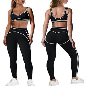 Ensemble de yoga sans couture pour femmes, haut de gamme, soutien-gorge de sport taille haute et leggings, tenue de sport 2 pièces pour la gym et les activités sportives - Product Image 1