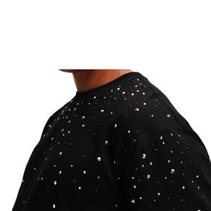 Camiseta con estampado de diamantes de imitación para hombre y mujer, camiseta informal de manga corta con estampado de puntos de diamantes de imitación negros para hombre, venta al por mayor. - Product Image 6