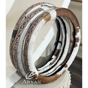 Housse de protection et de décoration pour volant de voiture en cuir de vachette véritable, faite à la main, pour l'Expo de Mars – Accessoire d'intérieur de voiture de luxe - Product Image 1