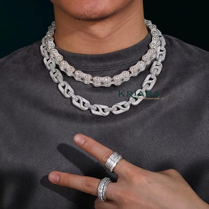 Lab Grown Diamonds <b>Statement</b> <b>Necklace</b> 14K Gold Plated & Rhodium Plated S925 Sterling Silver Link Chain Unisex Luxury Jewelry - Product Image 3