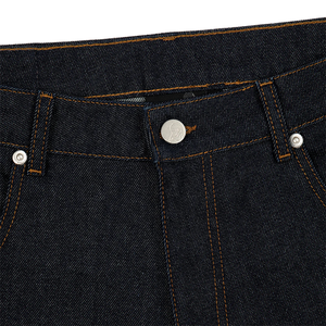 Jean baggy noir en denim de qualité supérieure pour homme, coupe décontractée, en coton rigide, jambe arrondie, effet empilé à la cheville, délavé - Product Image 3