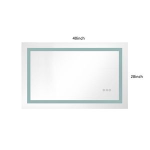 Specchio LED Intelligente da Bagno 40x28 Pollici, Montaggio a Parete con Illuminazione Frontale e Posteriore, Antiappannamento, Memoria e Pulsante Smart Touch - Product Image 2