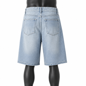 Custom Men's Baggy Denim Jorts Light Wash Jean Shorts Oversized Streetwear Denim Shorts OEM ODM Private Label Manufacturer - Product Image 2