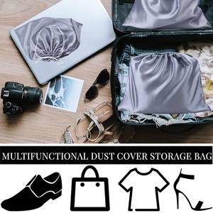 Pochette en satin de qualité supérieure avec cordon de serrage pour extensions de cheveux, perruques, cosmétiques et emballages de bijoux, fabricant direct d'usine - Product Image 6