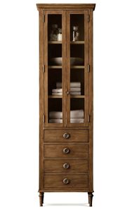 Mueble de Baño Alto de Madera de Teca Sólida de Lujo con Puerta de Vidrio y Almacenamiento para Ropa con Cuatro Cajones - Product Image 1