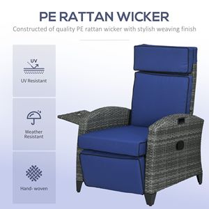 Sedia Reclinabile da Patio con Schienale Regolabile e Vassoio Laterale, Blu Scuro, Sedia Comfort per Esterni - Product Image 5