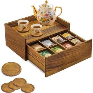 Premium Wooden <b>Tea</b> Storage <b>Box</b> with 6/8/12 Compartments Foldable & Durable Design Easy-to-Clean Lid Customizable Capacity - Product Image 3