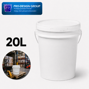 20L Plastic Pail with Handle and <b>Flat</b> Lid for Industrial Storage, Leakproof Storage Solution - Product Image 1