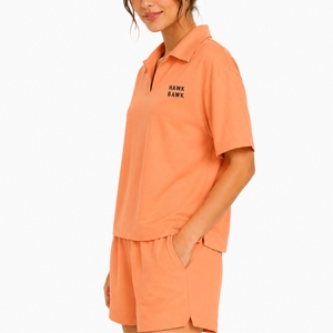 Ensemble polo et short à manches courtes pour femmes, chemise polo et short assortis, décontracté, respirant, coupe ample, vêtements de printemps et d'été - Product Image 3