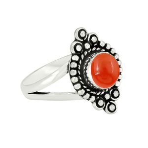 Bague en pierre de cornaline naturelle, argent sterling 925 massif, oxydé, pour femme, bague de créateur en argent pur - Product Image 2