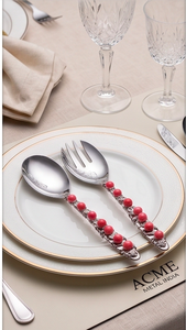 Luxury Design Stainless Steel Salad <b>Servers</b> With Beaded Handle For Kitchenware Home Hotel And Restaurant Party - Product Image 3