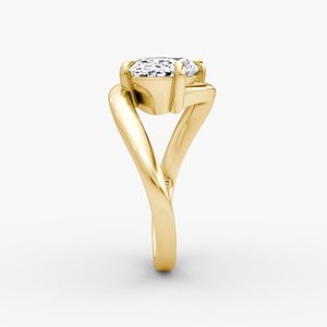 Lab Grown <b>Diamond</b> Oval Solitaire Engagement <b>Ring</b> With Twisted Band Design - Product Image 2