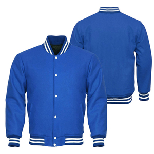 2025 Custom Logo <b>Leather</b> Sleeves Embroidery Black Couple College Baseball <b>Men</b> <b>Jacket</b> Letterman Light Blue Varsity <b>Jacket</b> for <b>Men</b> - Product Image 1