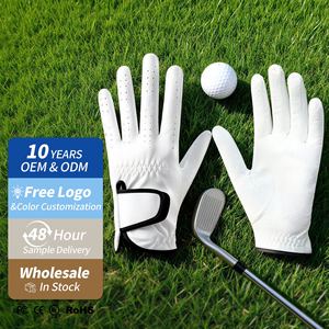Guantes de Cuero Cabretta Ultra Duraderos para Golf, Protección de Muñeca, Guante de Golf con Logotipo Personalizado, Guante Blanco de Golf - Product Image 1