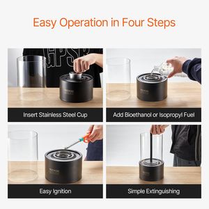 เตาไฟแบบพกพาขนาด 6 นิ้ว ทำจากโลหะ สำหรับตกแต่งภายในและภายนอกอาคาร ใช้แอลกอฮอล์ พร้อมฝาแก้ว สำหรับทำขนม S'mores - Product Image 5