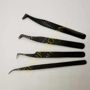 Ensemble de pinces à cils en acier inoxydable de précision pour extensions de cils au plasma noir, outil professionnel pour isolation de volume - Product Image 3